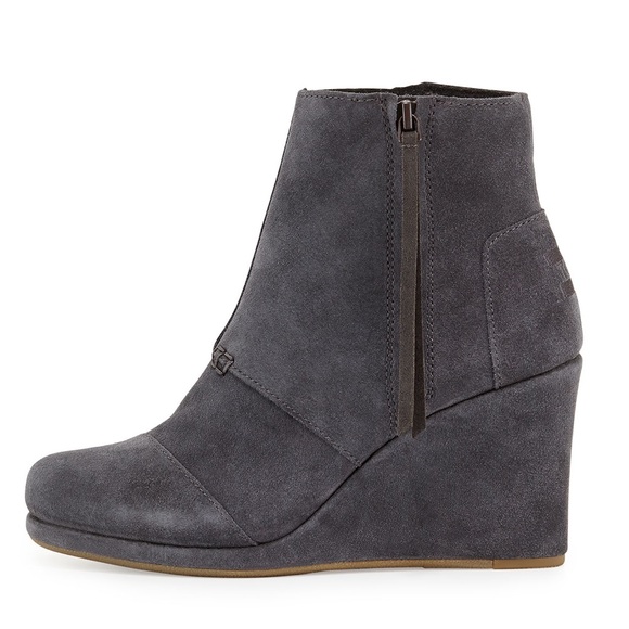TOMS Desert Suede Wedge Bootie Dark Gray Size 7.5 - Picture 13 of 14